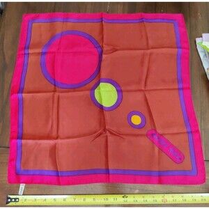 Vintage Peter Max Silk Scarf Bandana Geometric Pop Art Mod Circles Japan 20"
